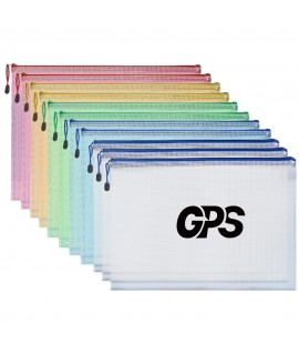 4A PVC Grid Transparent Zipper Stationery Bag