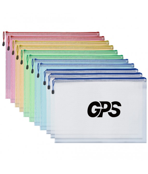 4A PVC Grid Transparent Zipper Stationery Bag