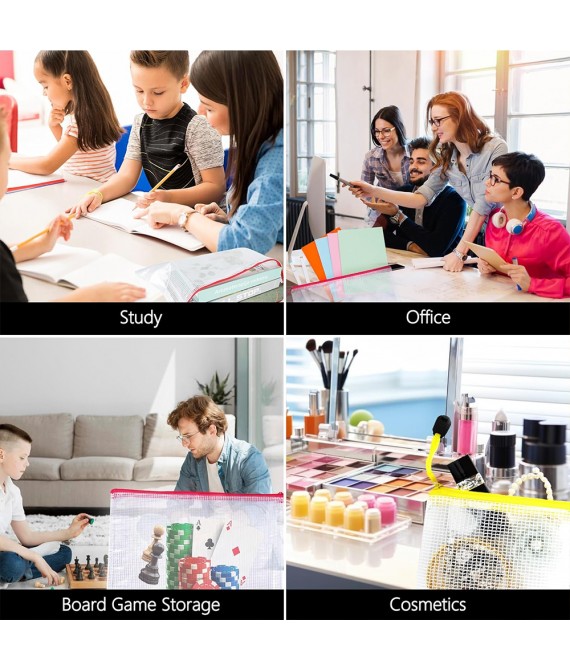 4A PVC Grid Transparent Zipper Stationery Bag