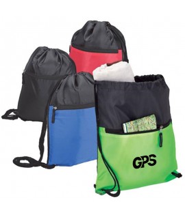 Drawstring Backpack Bag w/Front Zipper