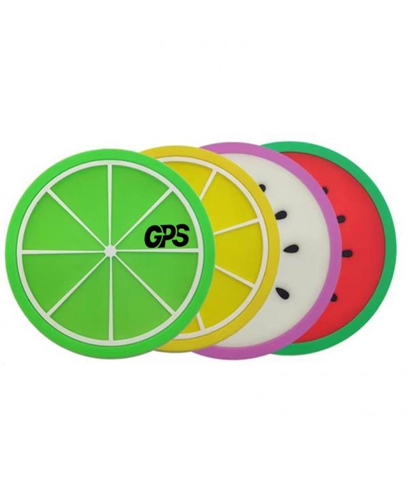 3 3/8 " Colorful Fruit Silicone Drinks Coasters