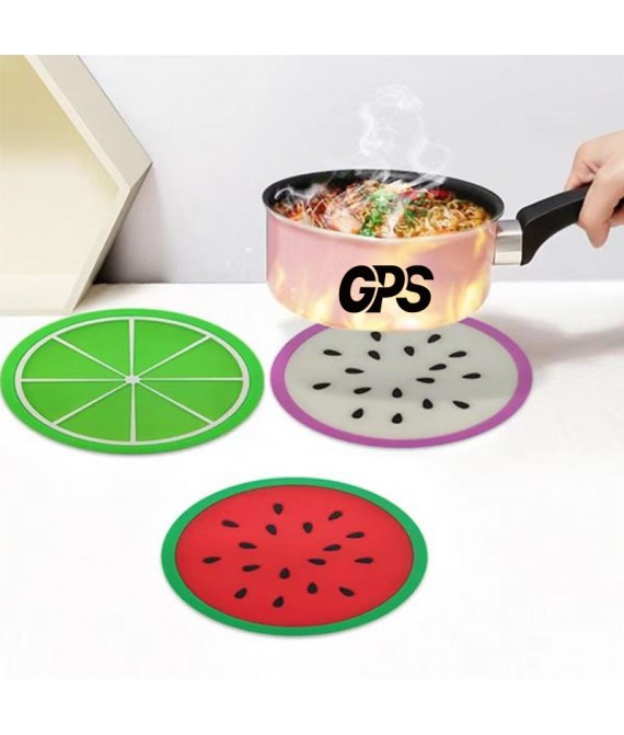 3 3/8 " Colorful Fruit Silicone Drinks Coasters