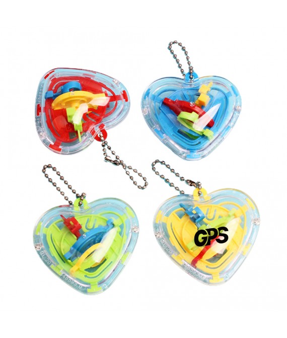 2 3/8 " Heart Shape Keychain With 3D Puzzle Toy