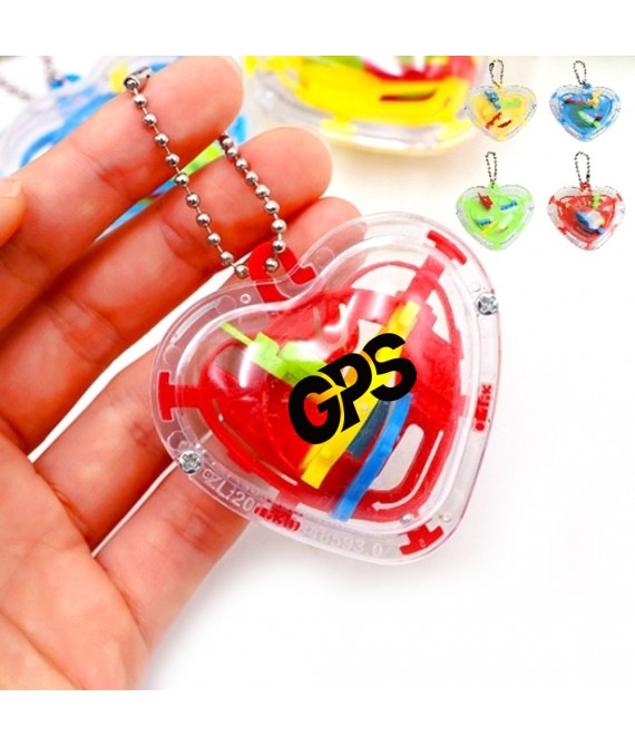 2 3/8 " Heart Shape Keychain With 3D Puzzle Toy