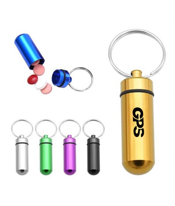 1 7/8 " Aluminium Alloy Pill Case With Keychain