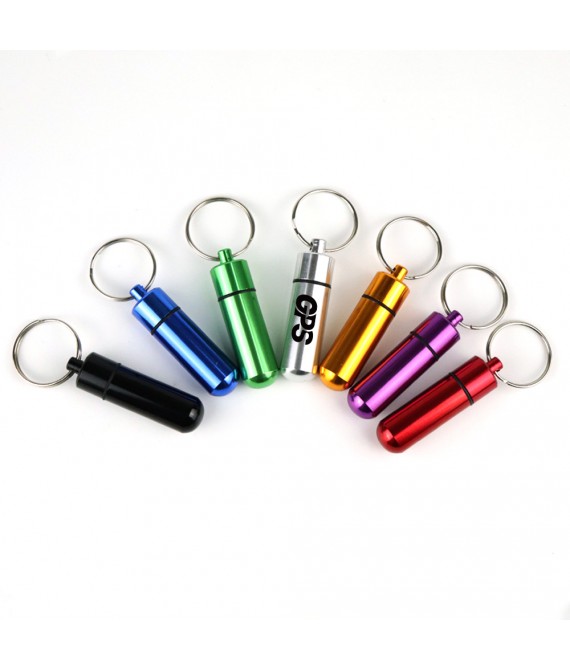1 7/8 " Aluminium Alloy Pill Case With Keychain