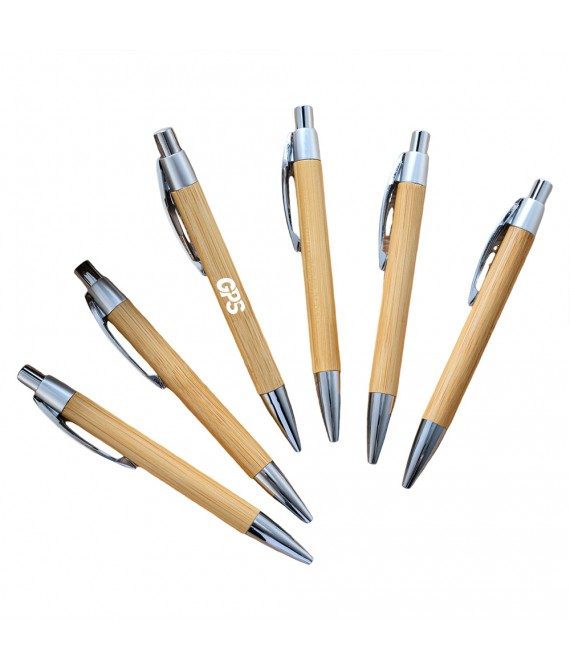 5 3/8 " Bamboo press ballpoint pen