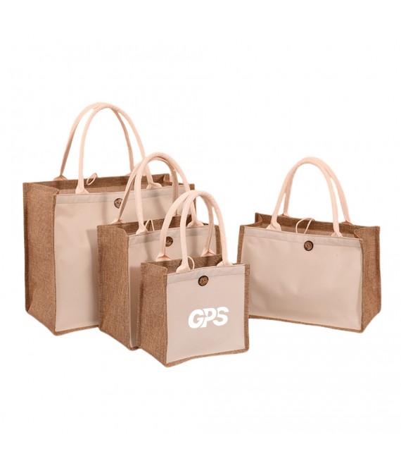 10 " Jute Cotton Laminated Tote Bag