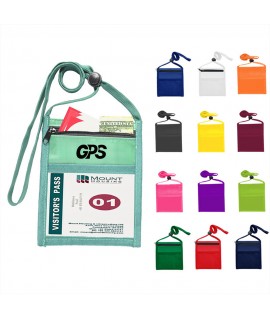 70D Nylon Neck Wallet with Pockets & Lanyard & zipper