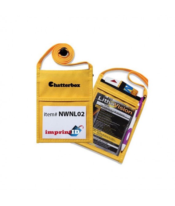 70D Nylon Neck Wallet with Pockets & Lanyard & zipper