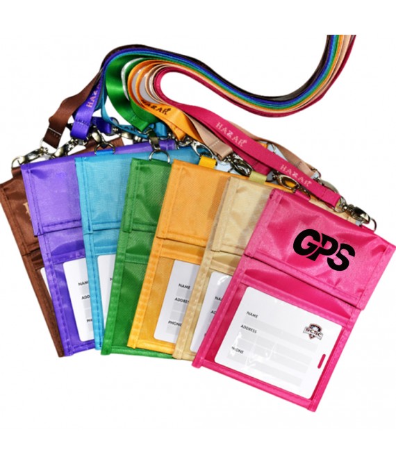 70D Nylon Neck Wallet with Pockets & Lanyard & zipper