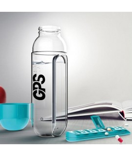 Two in one water cup medicine box 7 lattice outdoor portable water bottle