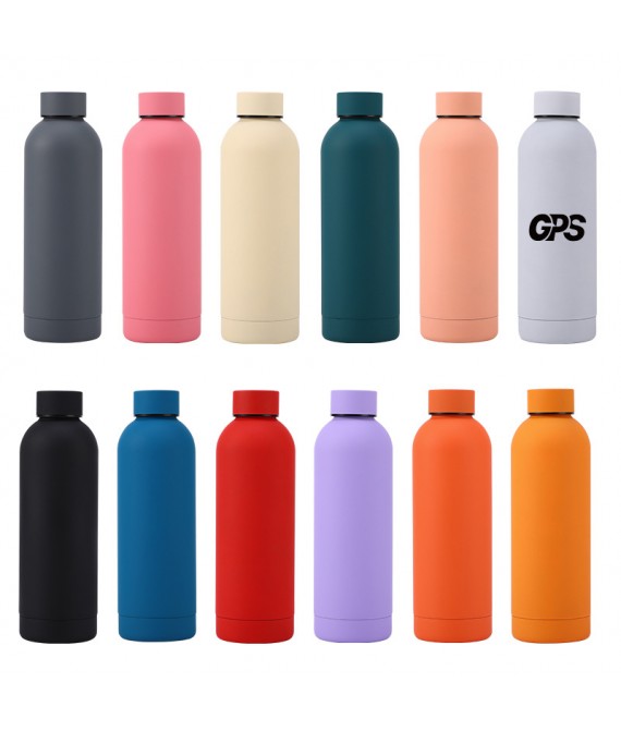 500ml small mouth double wall vacuum flask with rubber paint