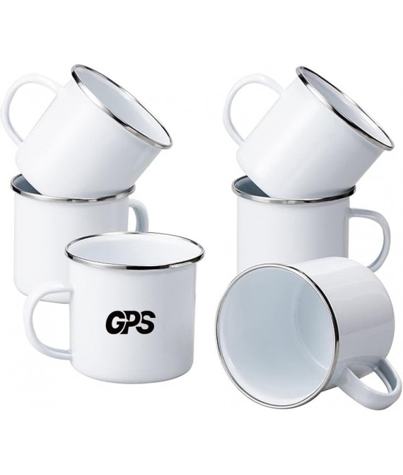 12OZ enaml mug with stainless steel rim