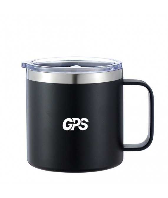 12oz Powder-Coated Stainless Steel Insulated Travel Mug with Handle