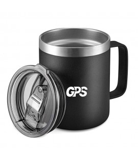 12oz Powder-Coated Stainless Steel Insulated Travel Mug with Handle